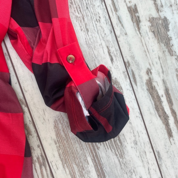 NWOT - Women’s Plaid V-Neck Long Sleeve Blouse – Size Large, Casual Work Top - Picture 6 of 15